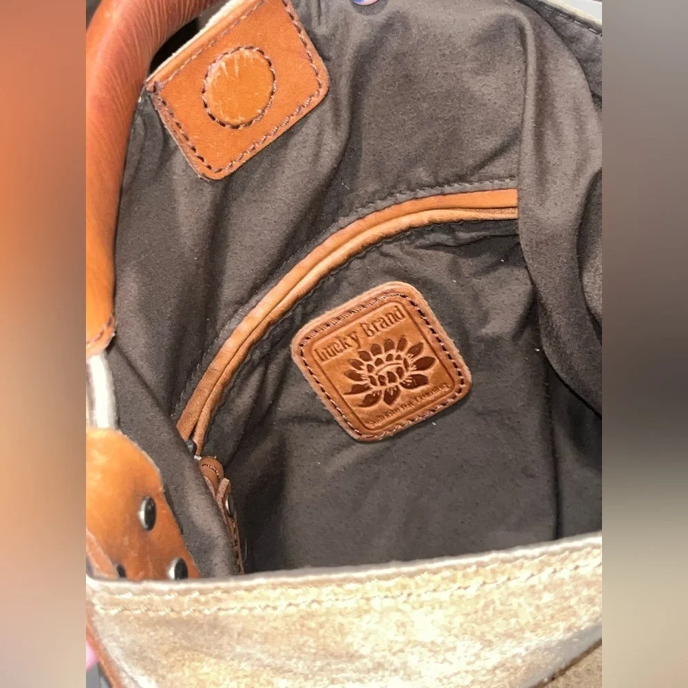 RARE Lucky Brand Suede Shoulder Bag in Tan and Brown